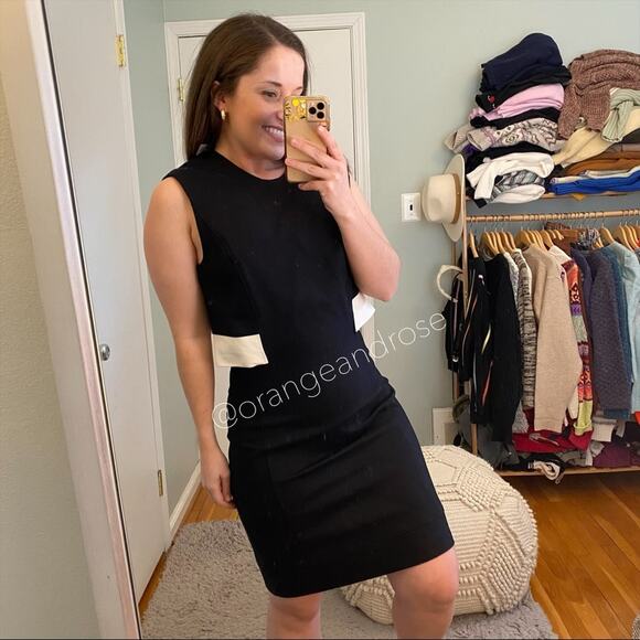 NWT Helmut Lang Black Open Back White Lamb Leather Cocktail Formal Mini Dress 10 - Picture 7 of 14